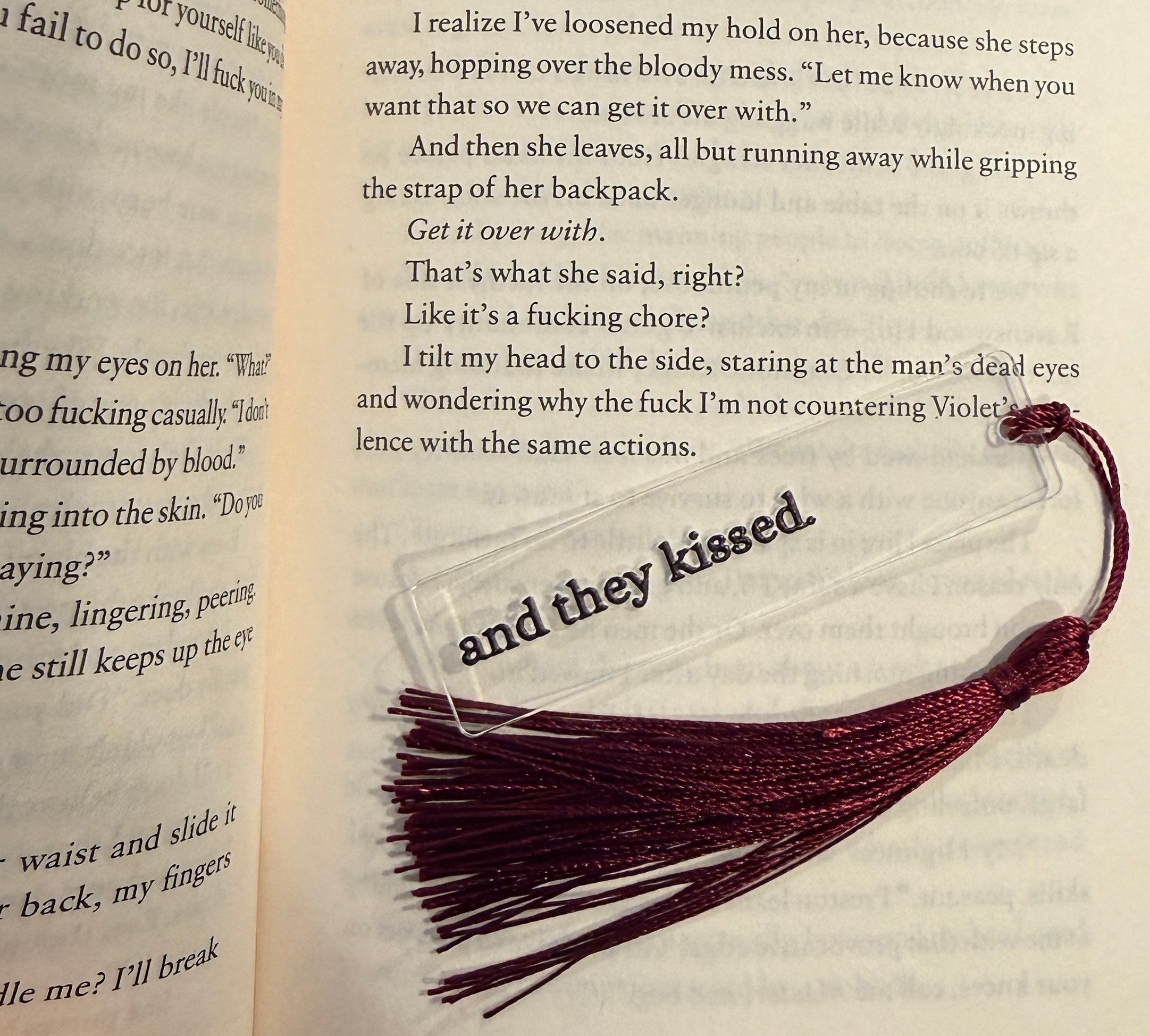 And they kissed. - Clear Acrylic Mini Bookmark with Tassel