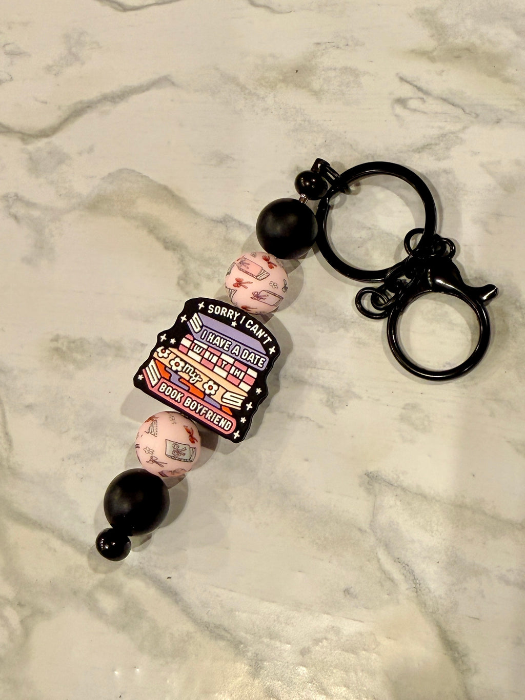 Book Boyfriend Silicone Bead Keychain