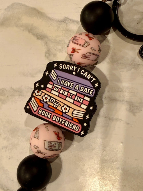 Book Boyfriend Silicone Bead Keychain