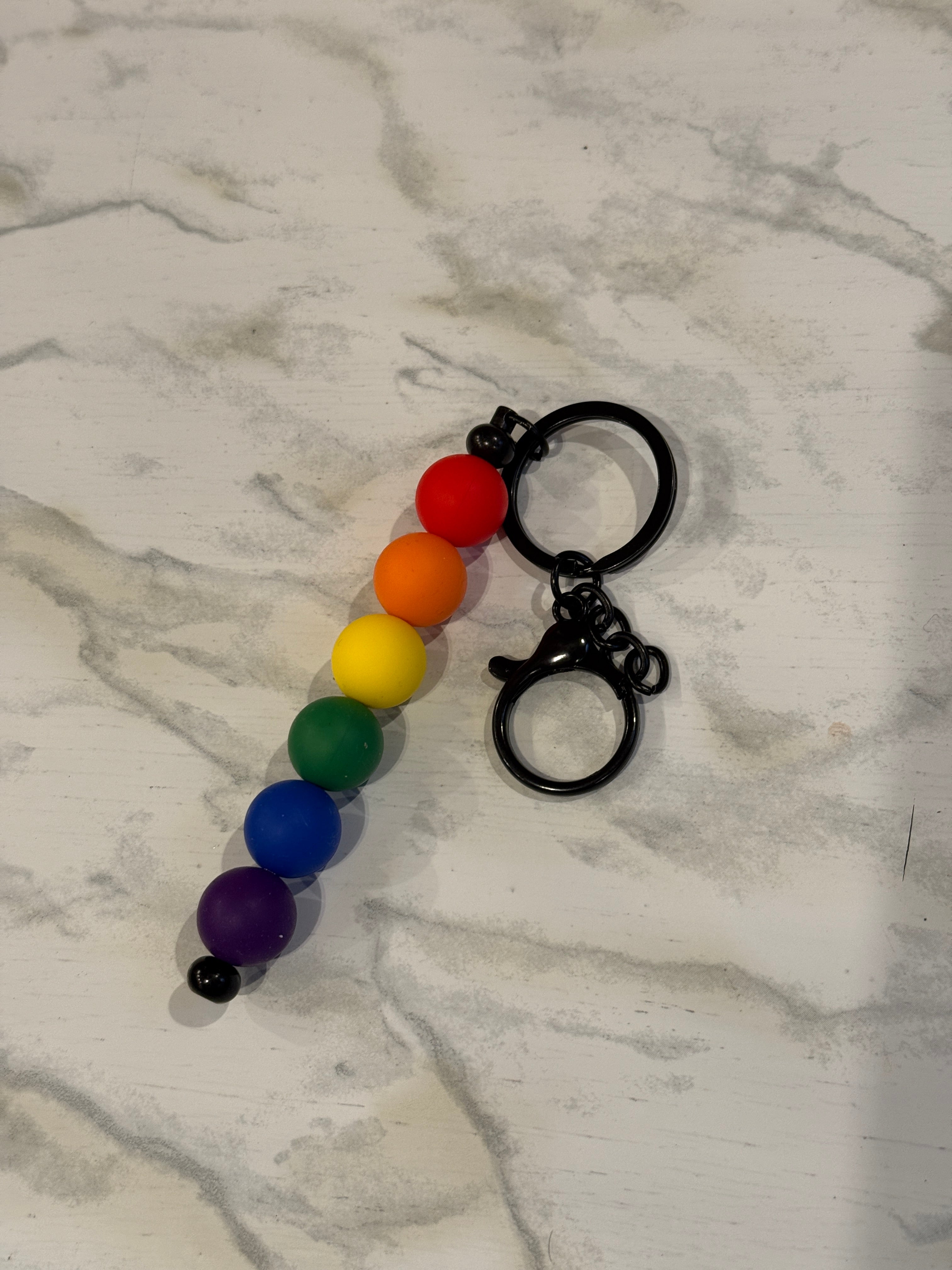 Subtle Pride Silicone Bead Keychain